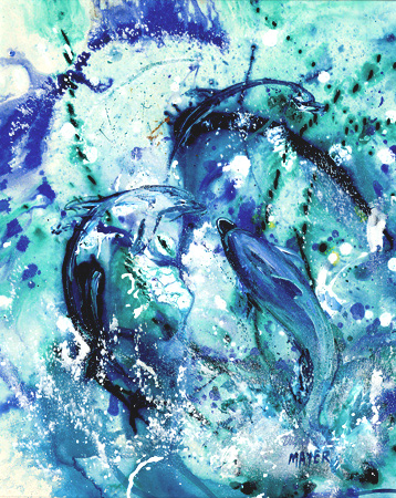 Dolphin Dance. Click here to see enlargement. © Ruth Mayer Fine Art.