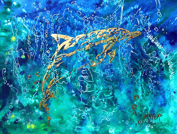Gold Dolphin. Click here to see enlargement. © Ruth Mayer Fine Art.